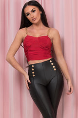 ruched going out crop top red