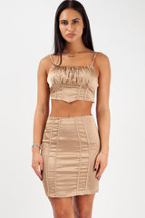 gold satin crop top and skirt set styledup fashion 