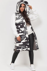 womens long gilet camouflage