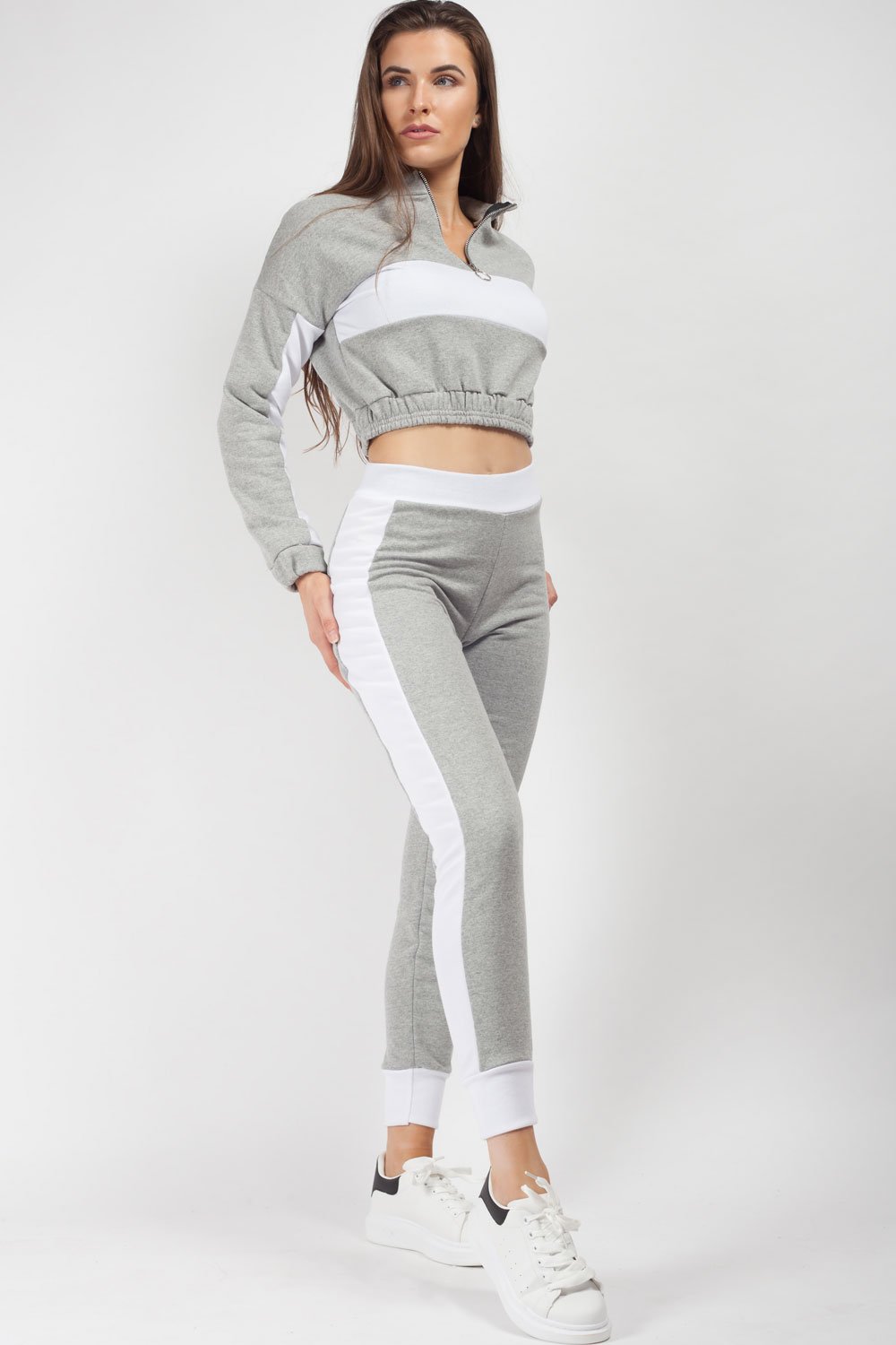 Black Cropped Sweater And Joggers Lounge Wear Set