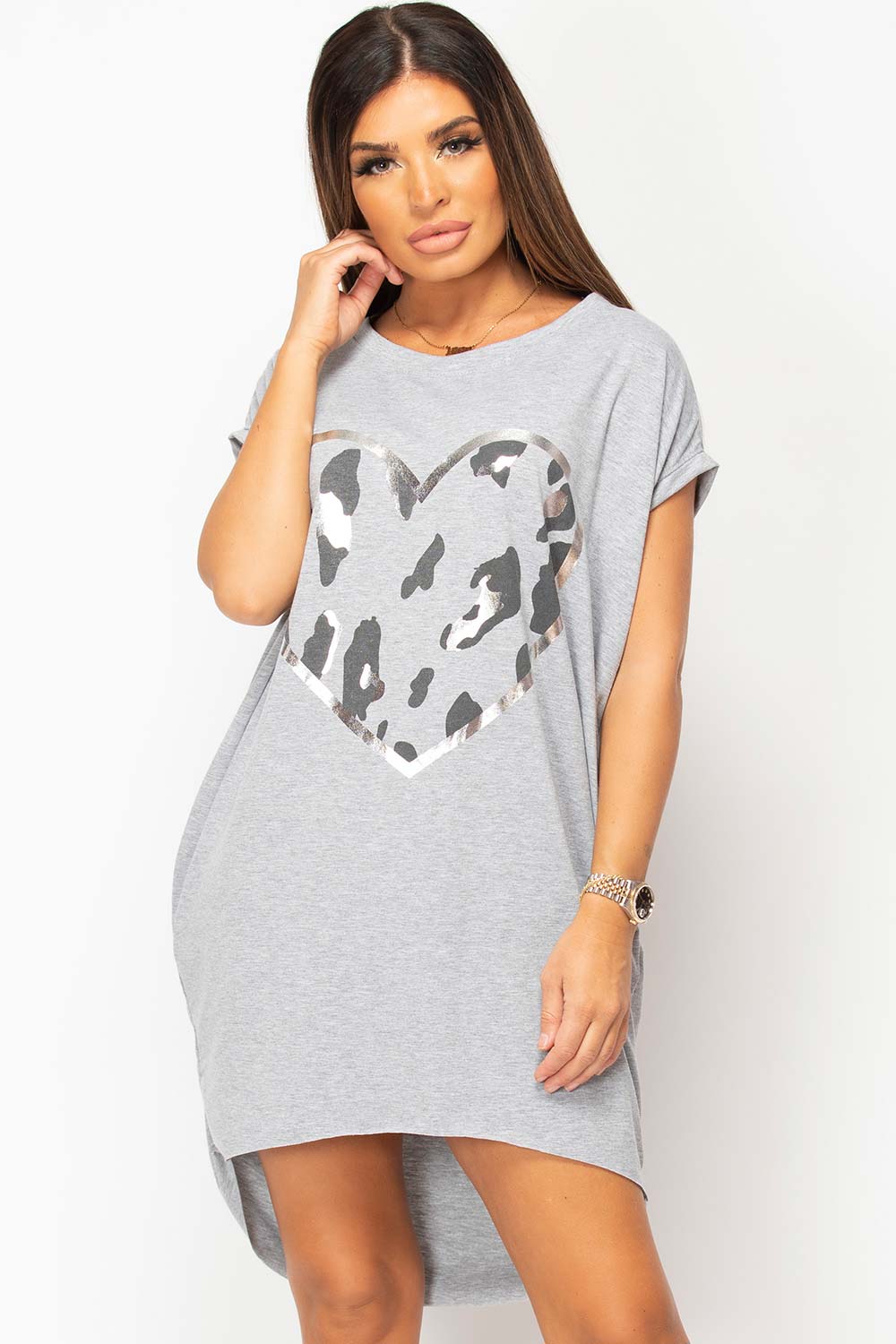 grey oversized t shirt dress womens 