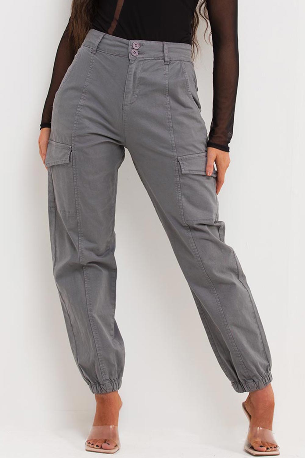 grey trousers with cuff bottoms