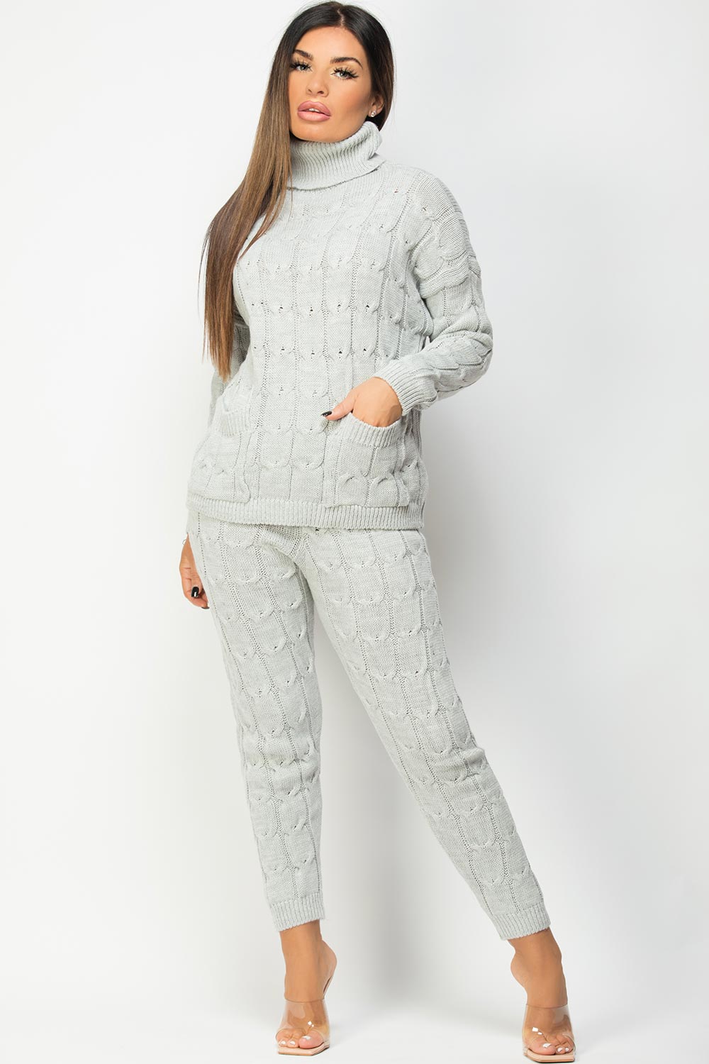 knitted loungewear set grey 