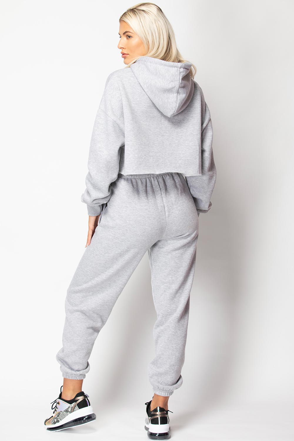 grey oversized joggers and hoodie tracksuit set 