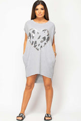 grey heart print oversized cotton t shirt 
