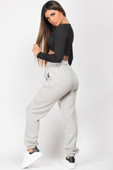 high waisted grey pocket front joggers 
