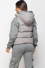 padded puffer gilet with hood grey 