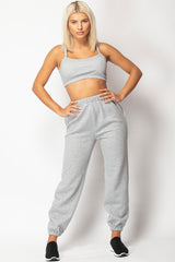 womens quilted joggers and top set 