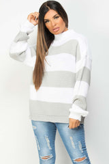 womens jumper with grey stripes