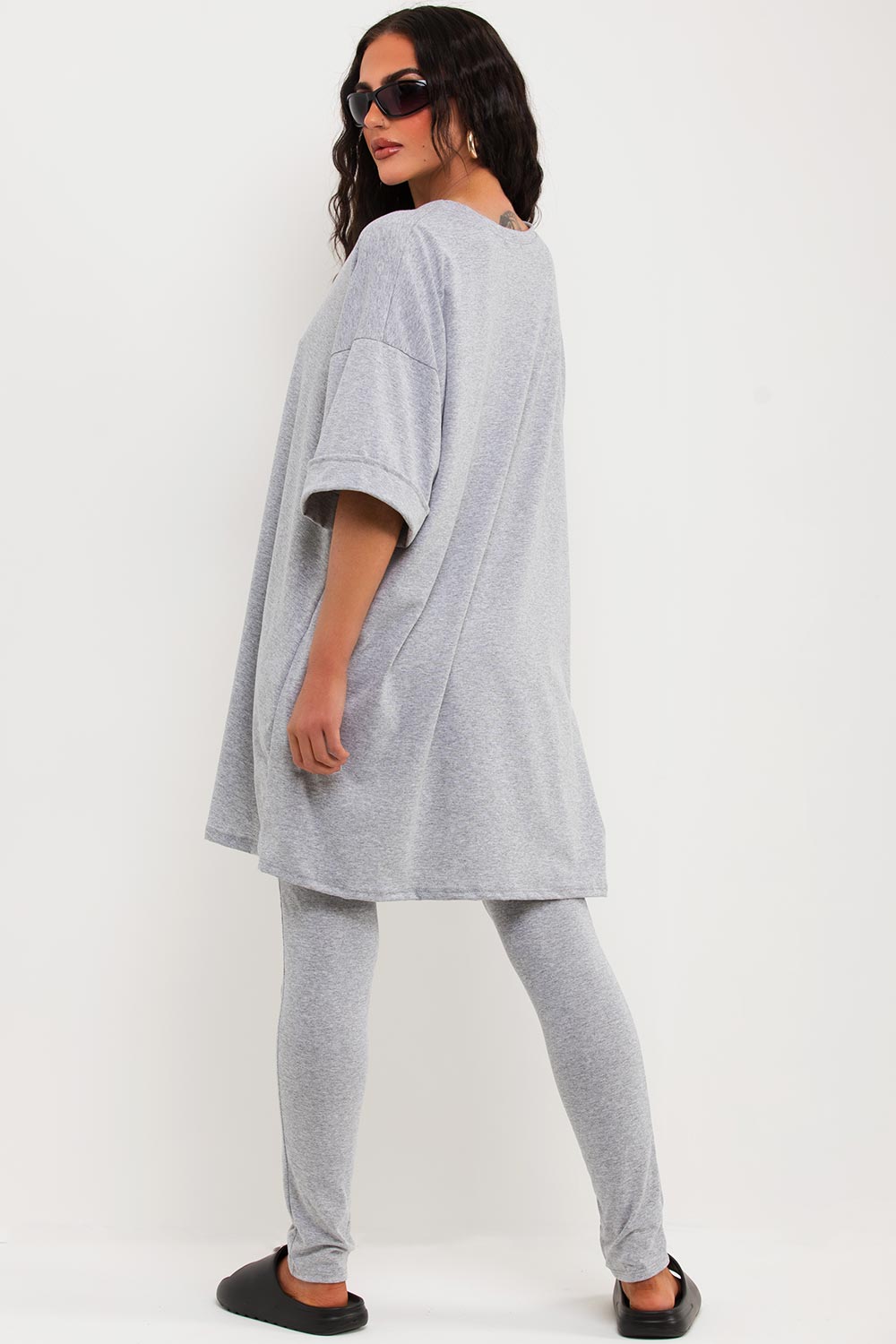 oversized t shirt and leggings co ord two piece set womens