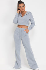 wide leg joggers and hoodie set grey 