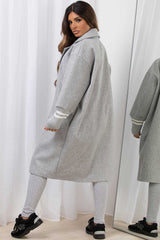 womens long oversized wool coat with ribbed cuff