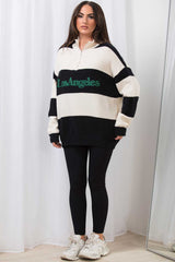 los angeles stripe half zip jumper womens