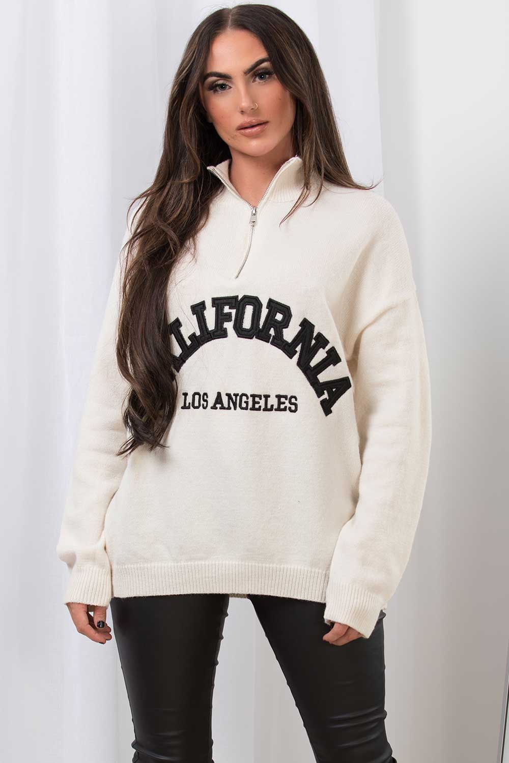 half zip jumper with california slogan