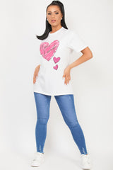 heart graphic never enough oversized t shirt