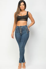 gold button high waisted jeans 