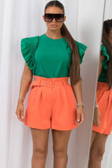 womens belted tailored shorts