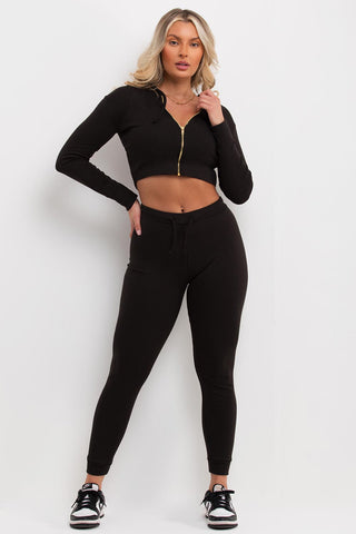 Black hotsell ribbed tracksuit