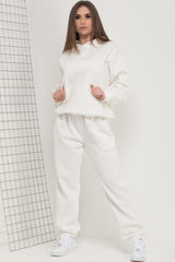 oversized off white hoodie and joggers set 