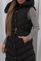 womens gilet with belt and hood