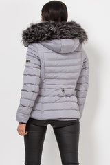 padded puffer jacket with faux fur hood