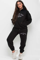black oversized hoodie and joggers loungewear set womens uk
