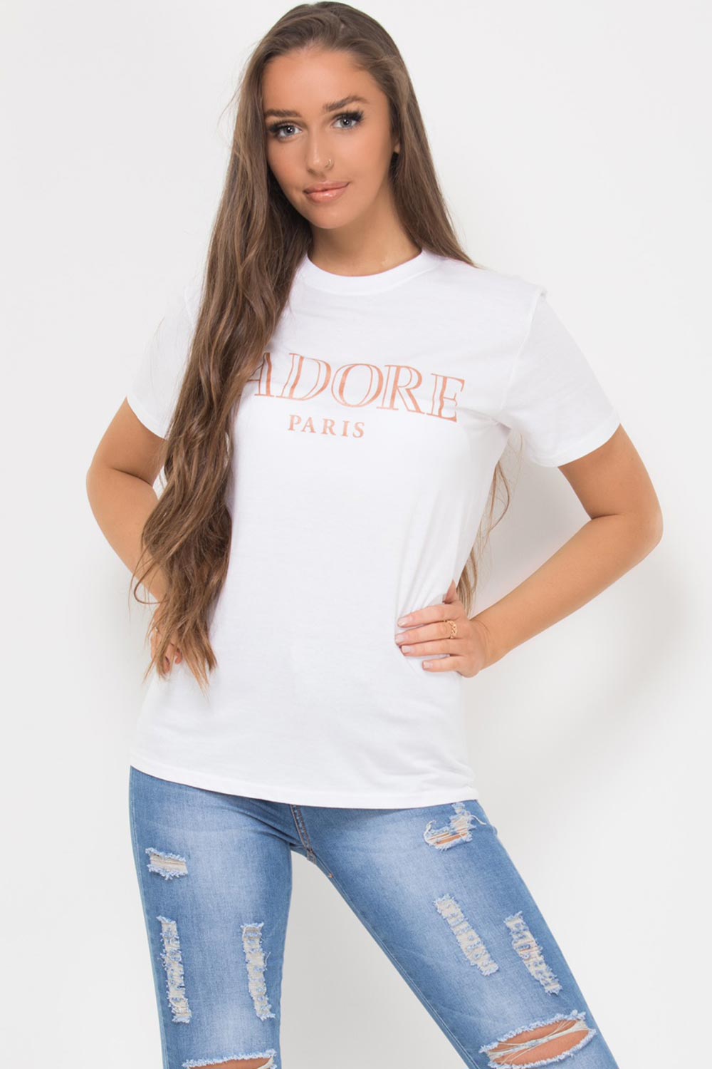 jadore paris slogan t shirt white