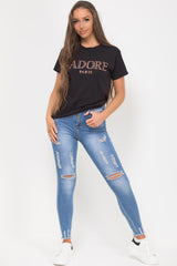 black t shirt with jadore paris slogan 