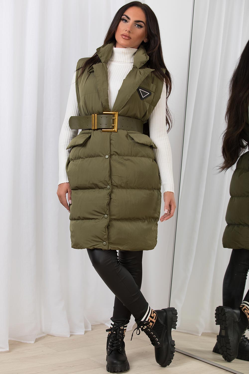 womens gilet with belt