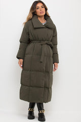 long puffer padded quilted duvet coat womens