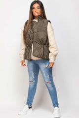 padded puffer gilet with drawstring waist 