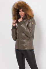 real fur hood puffer coat womens