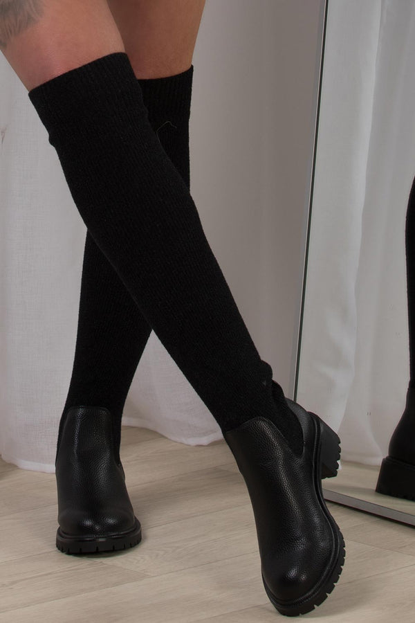 Long sock boots black sale