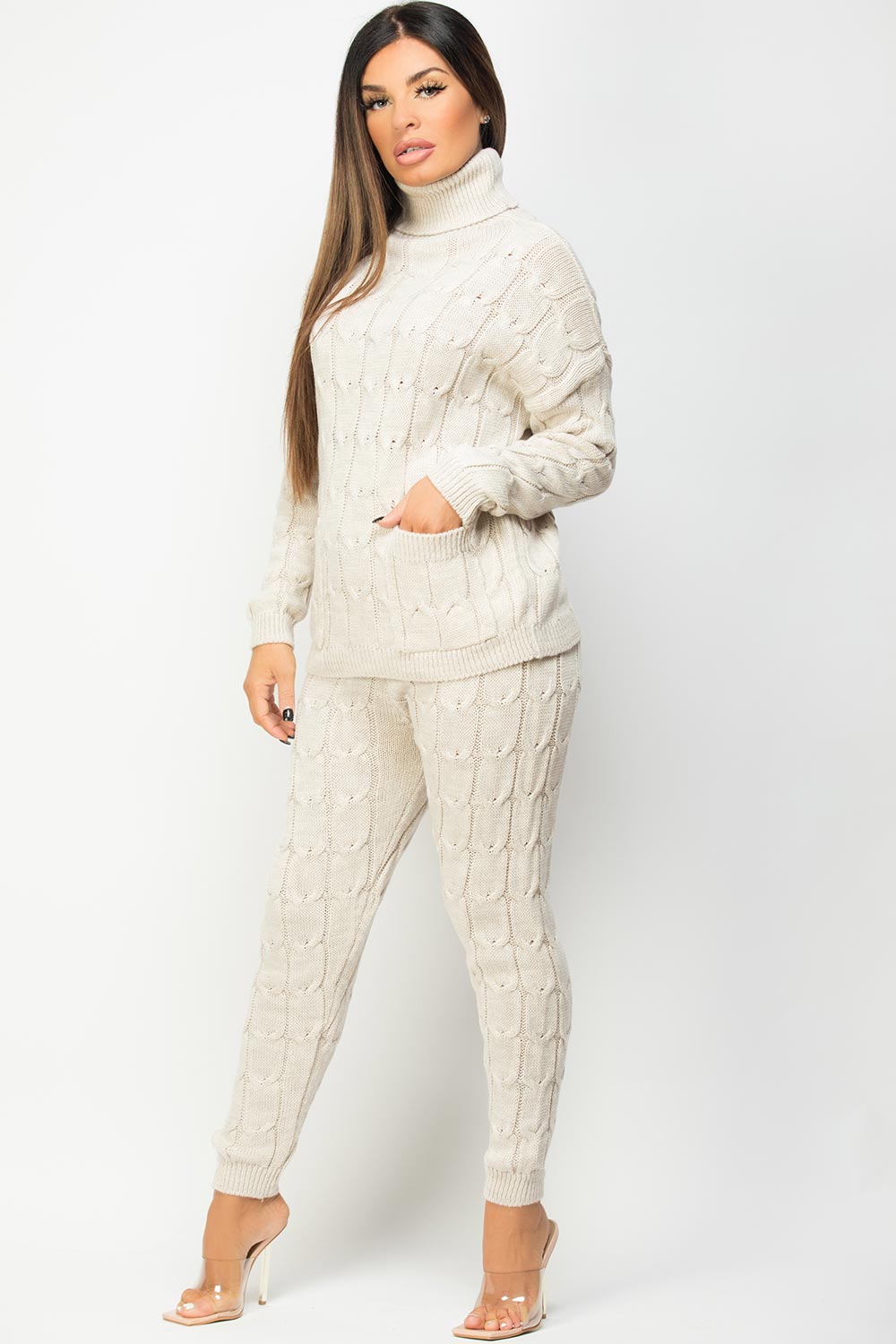 fitted loungewear set high neck