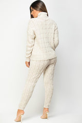 high neck fitted loungewear set knitted 