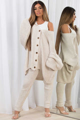 knitted loungewear set womens oversized cardigan and leggings co ord set 