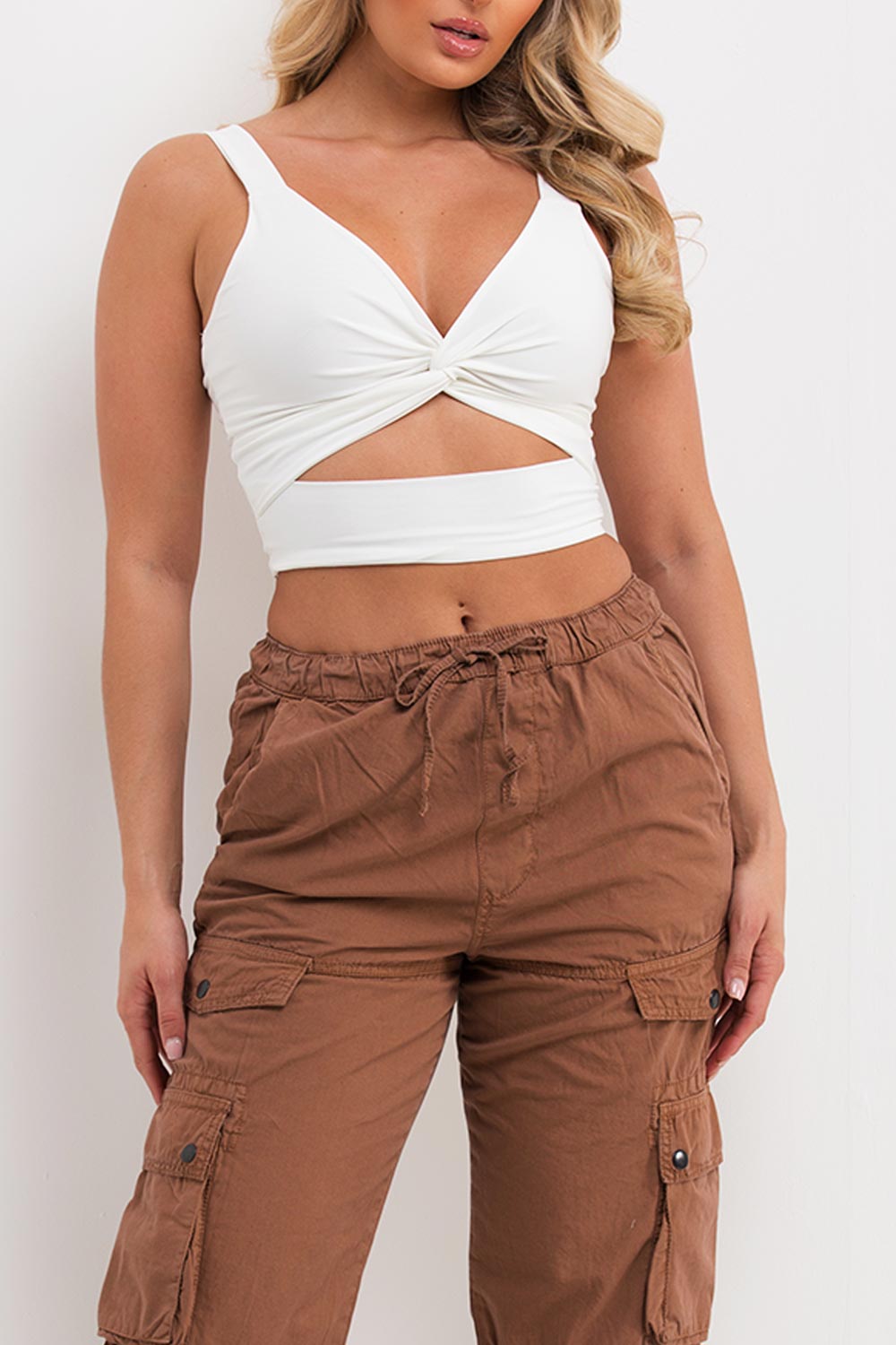 white slinky going out crop top uk