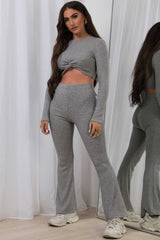 loungewear set with knot front womens