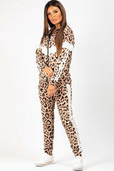 Zip Front Leopard Print Loungewear Co Ord Set