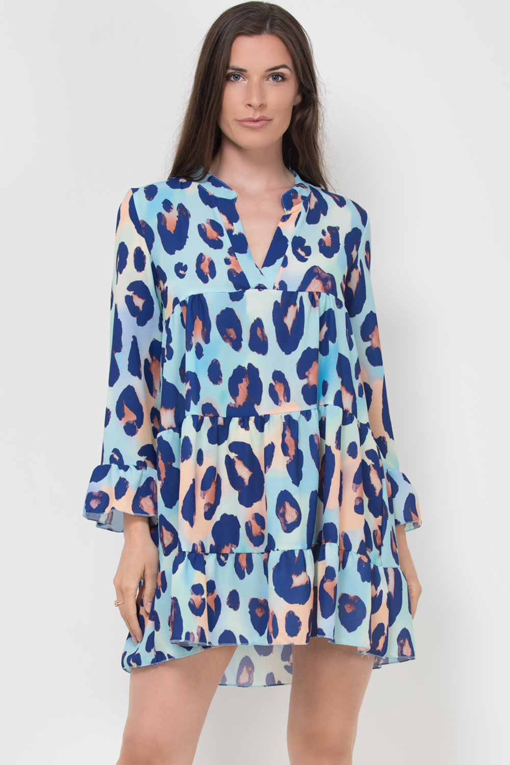 petite smock dress leopard print