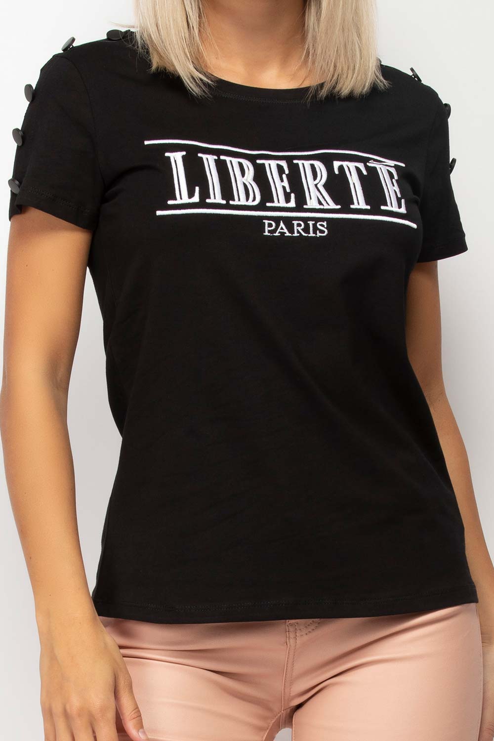 Black Liberte Paris Embroidery T Shirt Balmain Inspired –
