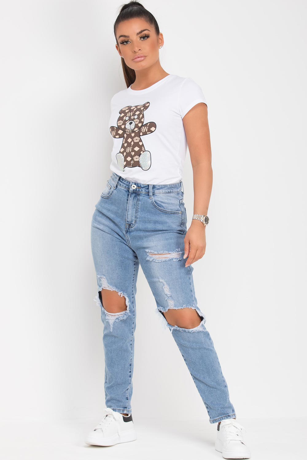light wash ripped mom jeans uk