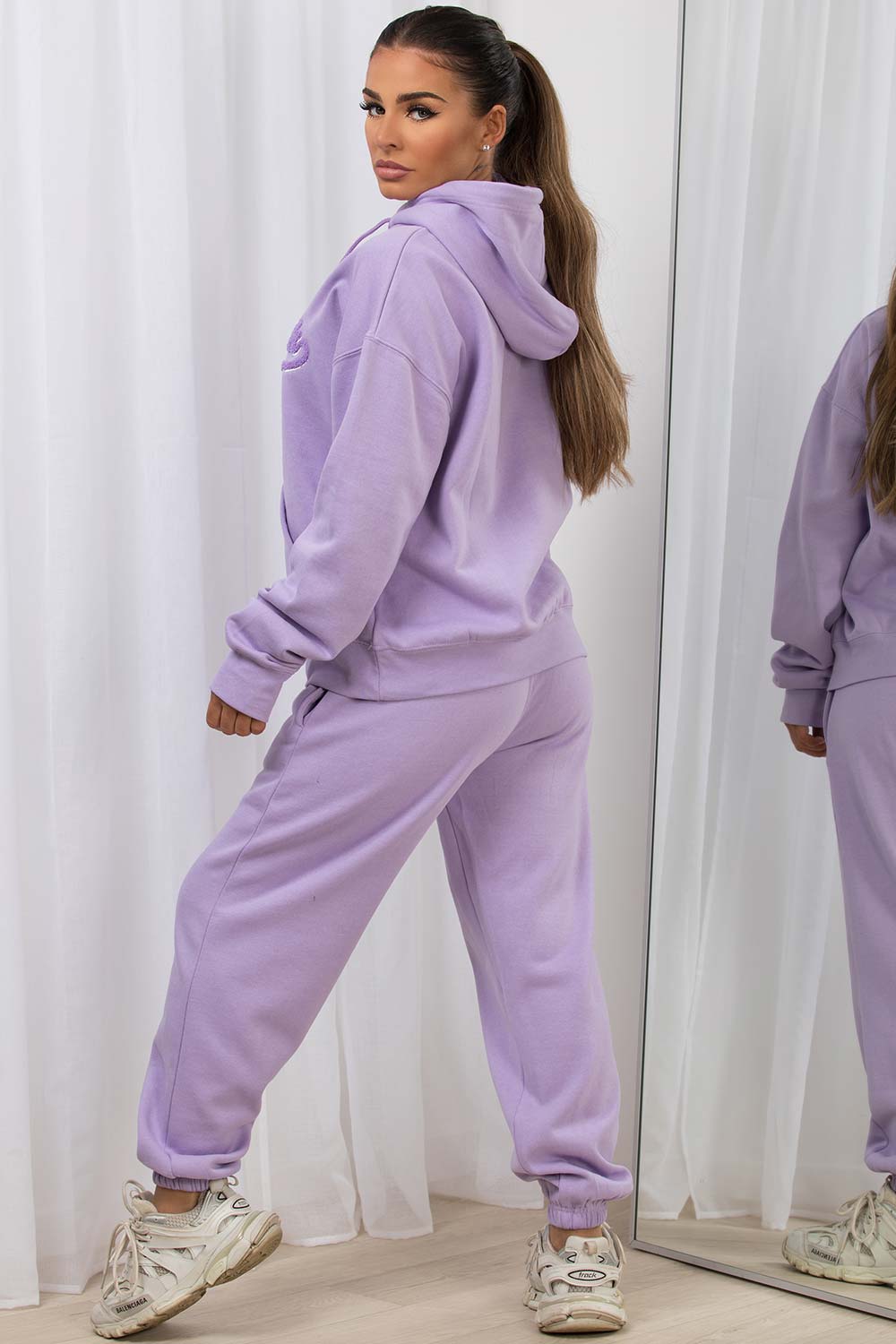 Women's Loungewear Set With New York Embroidery Lilac –