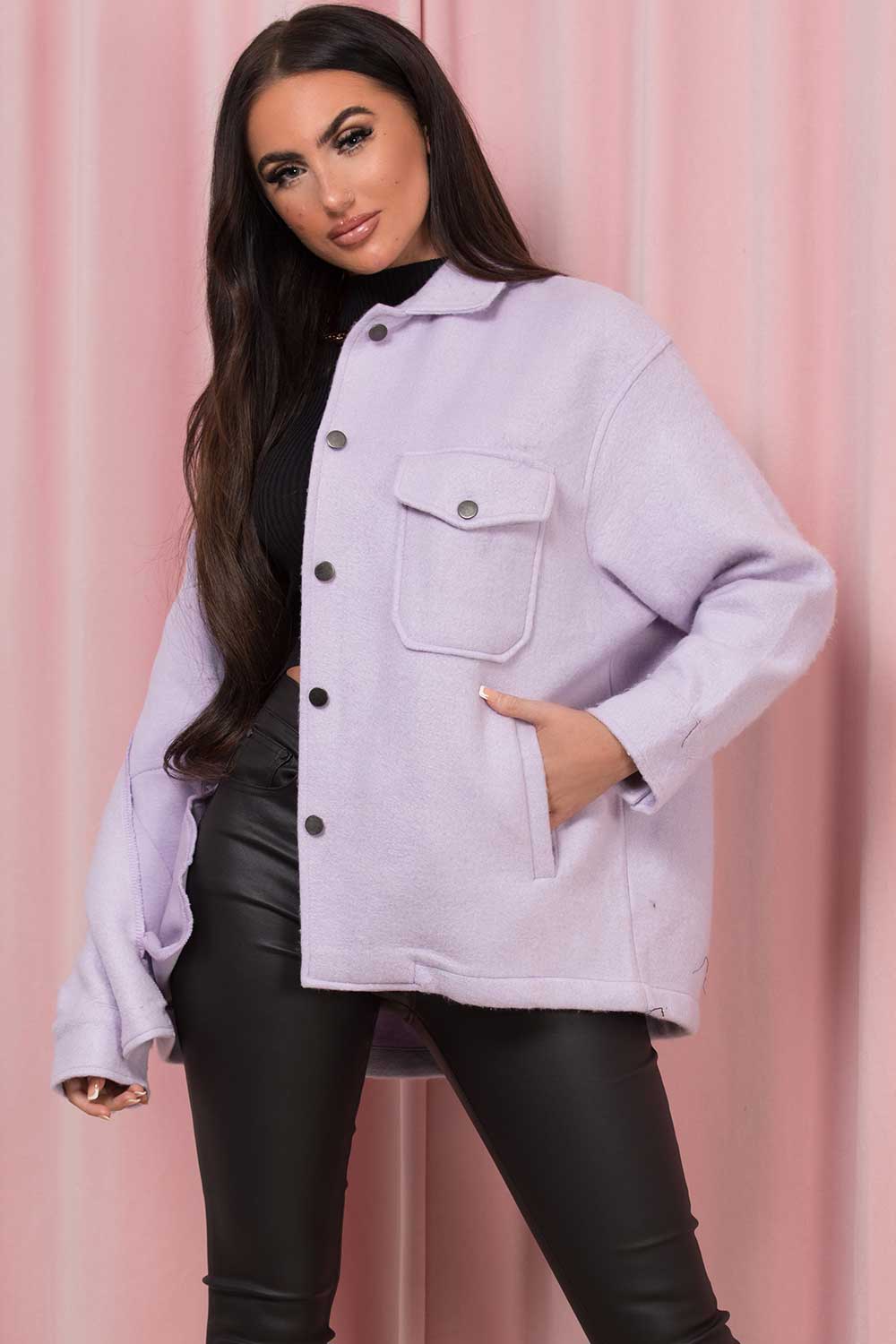 womens lilac shacket jacket