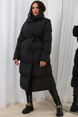 womens long duvet coat black
