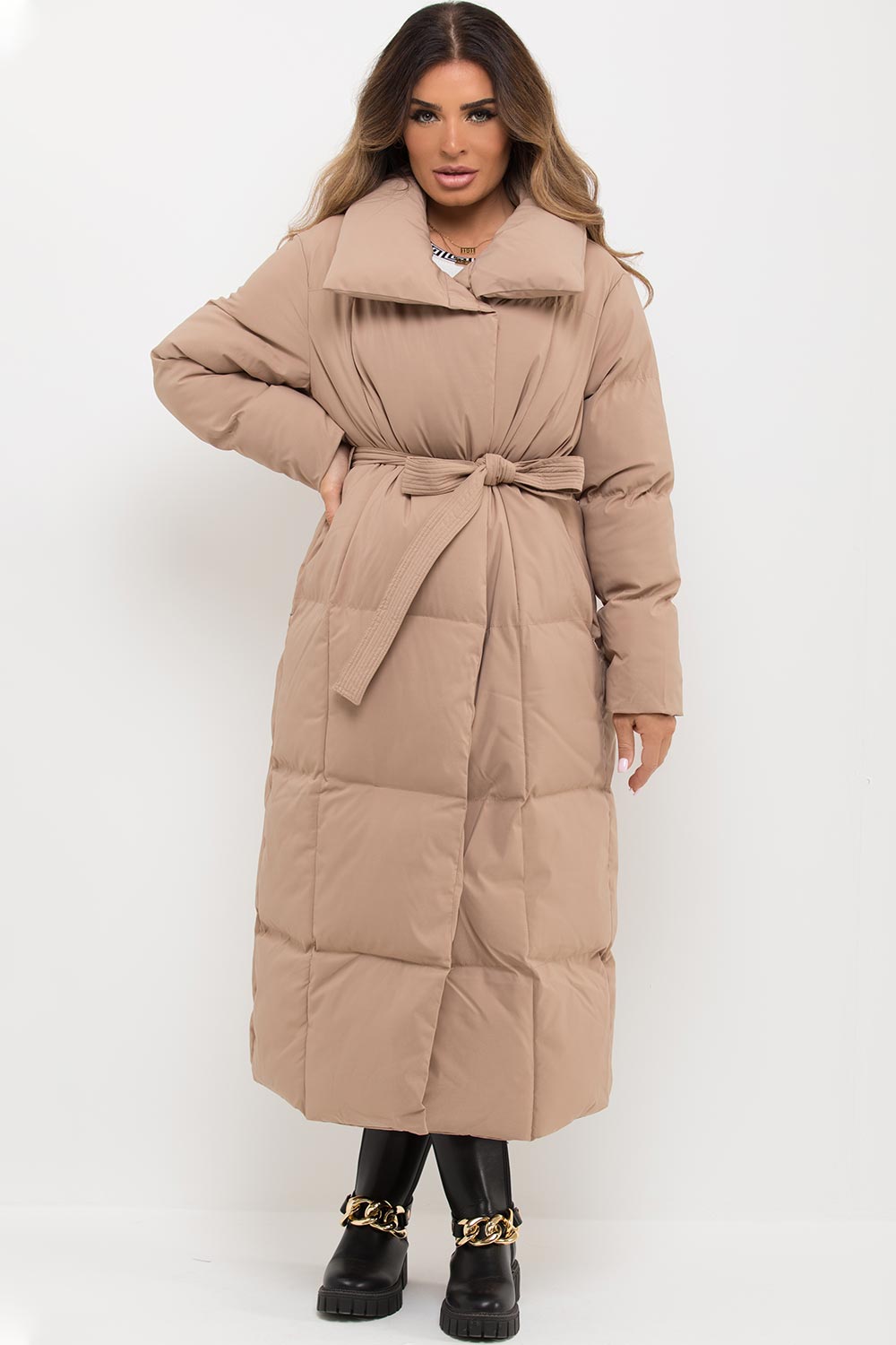longline puffer padded quilted duvet jacket