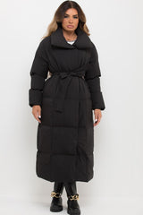 longline puffer padded quilted duvet coat womens