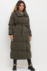 padded puffer longline duvet coat womens