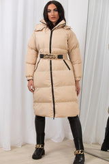 womens hooded padded puffer coat longline outerwear