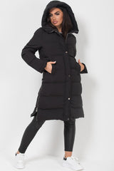 long black padded coat